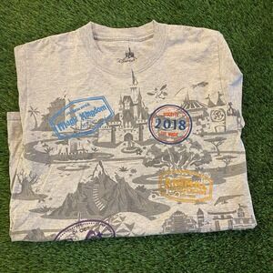Disney Parks Stamp Logo Shirt 2018 Discover the Magic Gray Sz Small Theme Park